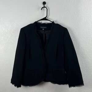 Banana Republic Women's Black Frayed Blazer Sz 8 Business Office Chic Wear